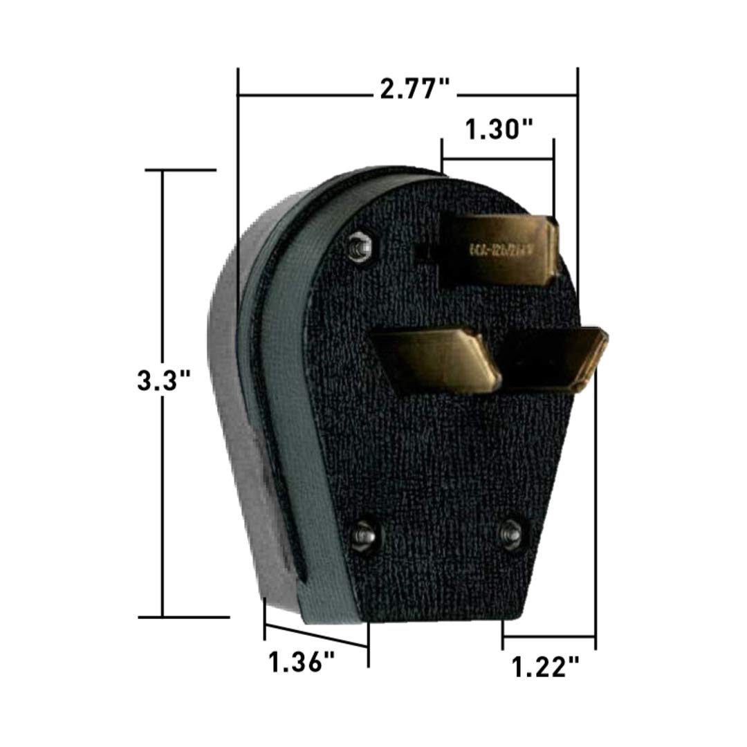 Legrand Pass & Seymour 3861CC6 30 Amp 125/250V 3 Pole 3 Wire Dryer Angle Plug, NEMA 10 30P, Black (1 Count)