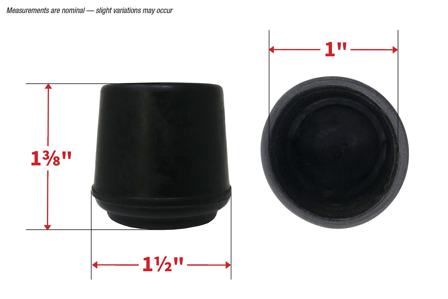 Shepherd Hardware 8762E Leg Tips 1-Inch Inside Diameter Rubber Chair Leg Caps, 24 Pack, Black