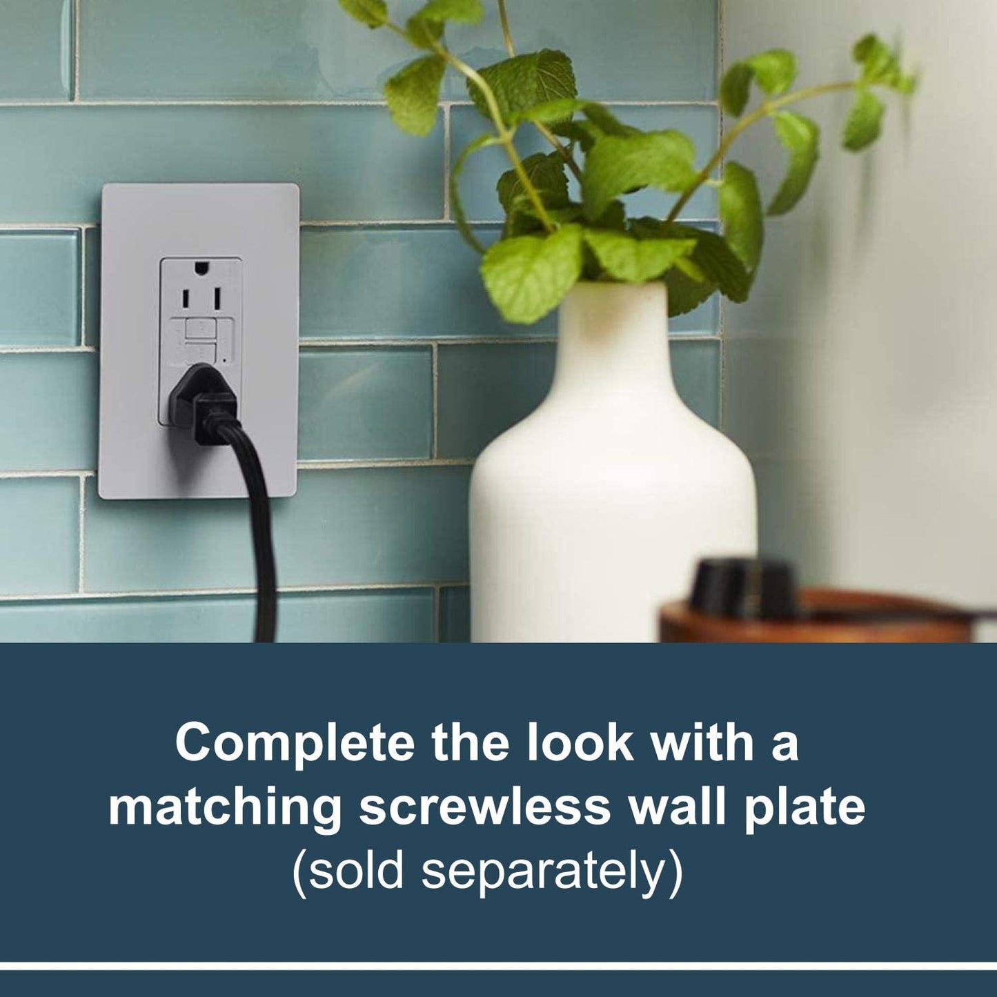 Legrand Radiant 15 Amp GFCI Self-Test Decorator Duplex Electrical Wall Outlet, Power Outlet with Trip Indicator, 1597GRYCCD12, Gray, 1 Count
