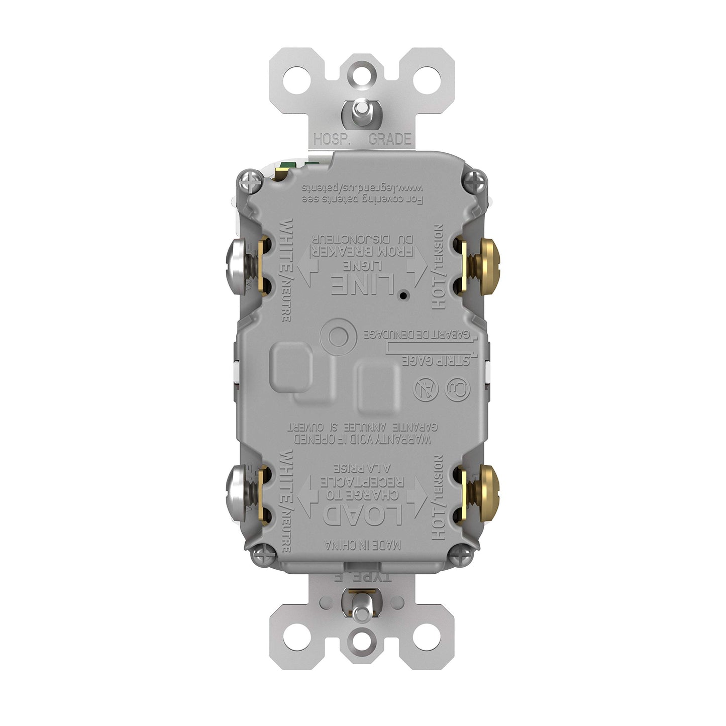 Legrand Radiant 15 Amp GFCI Self-Test Decorator Duplex Electrical Wall Outlet, Power Outlet with Trip Indicator, 1597GRYCCD12, Gray, 1 Count