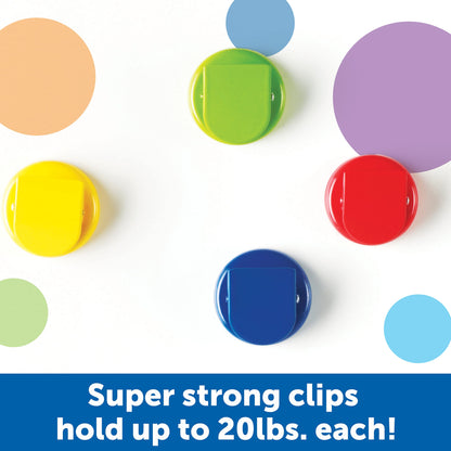 Learning Resources Super Strong Magnetic Clips,Set of 4 Clips, Holds Up to 20 Pounds, Home and Office Supplies, Back to School Supplies,Teacher Supplies
