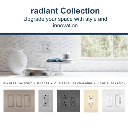 Legrand Radiant 15 Amp GFCI Self-Test Decorator Duplex Electrical Wall Outlet, Power Outlet with Trip Indicator, 1597GRYCCD12, Gray, 1 Count