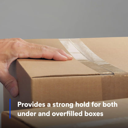 3M Scotch High Tack Box Sealing Tape 375+, Film Backing with Synthetic Rubber Adhesive, Clear Color, 72 mm x 50 m, 24/Case