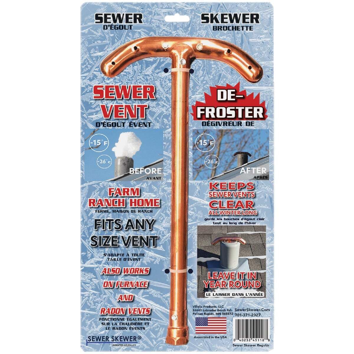 Sewer Skewer 17 in. L Copper Sewer Vent Defroster