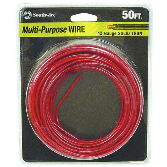 SOUTHWIRE 11589937 Simpull, 12 Gauge Thhn Solid Wire, Red, 50 Ft. Per Roll-136845