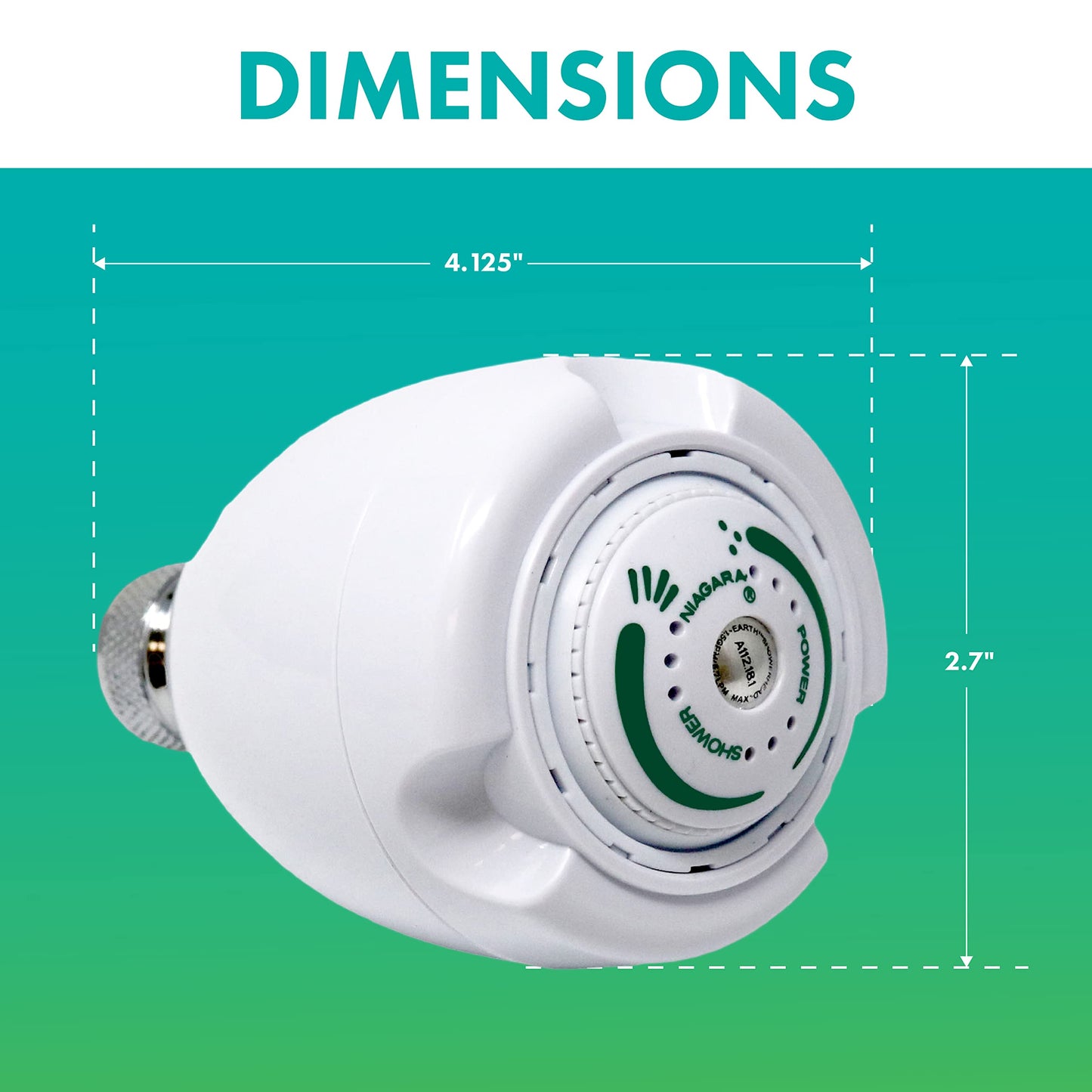 Niagara Conservation N2912 Earth Spa 3-Spray with 1.25 GPM 2.7-in. Wall Mount Adjustable Fixed Shower Head in White, 1-Pack | Bathroom Shower Head Sprayer with Pressure Compensation Technology