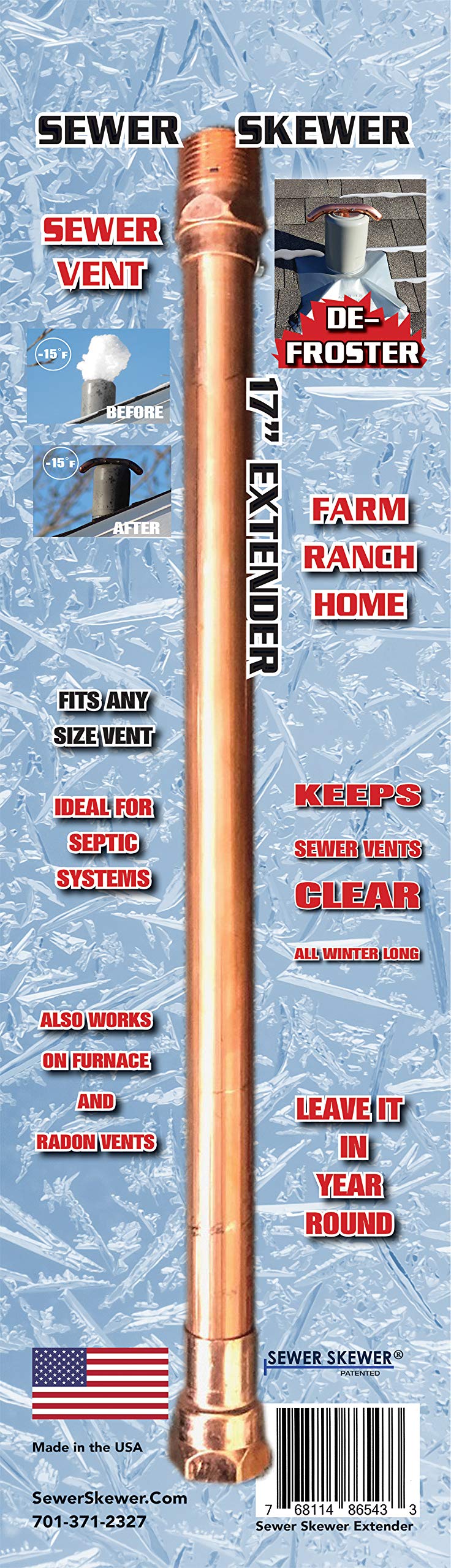 4003154 SEWER VENT EXTENDER 17"" Sewer Skewer 17 in. L Copper Sewer Vent Defroster Extender (Pack of 1)
