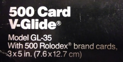 Rolodex 3"x5" 500 Card V-Glide File System. Model GL-35. Includes complete A-Z index tabs