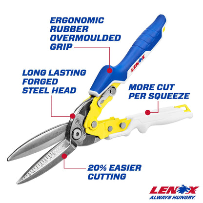 LENOX TOOLS Pliers, Long Straight Avitation Snips, With Durable Grip (LXHT14344)