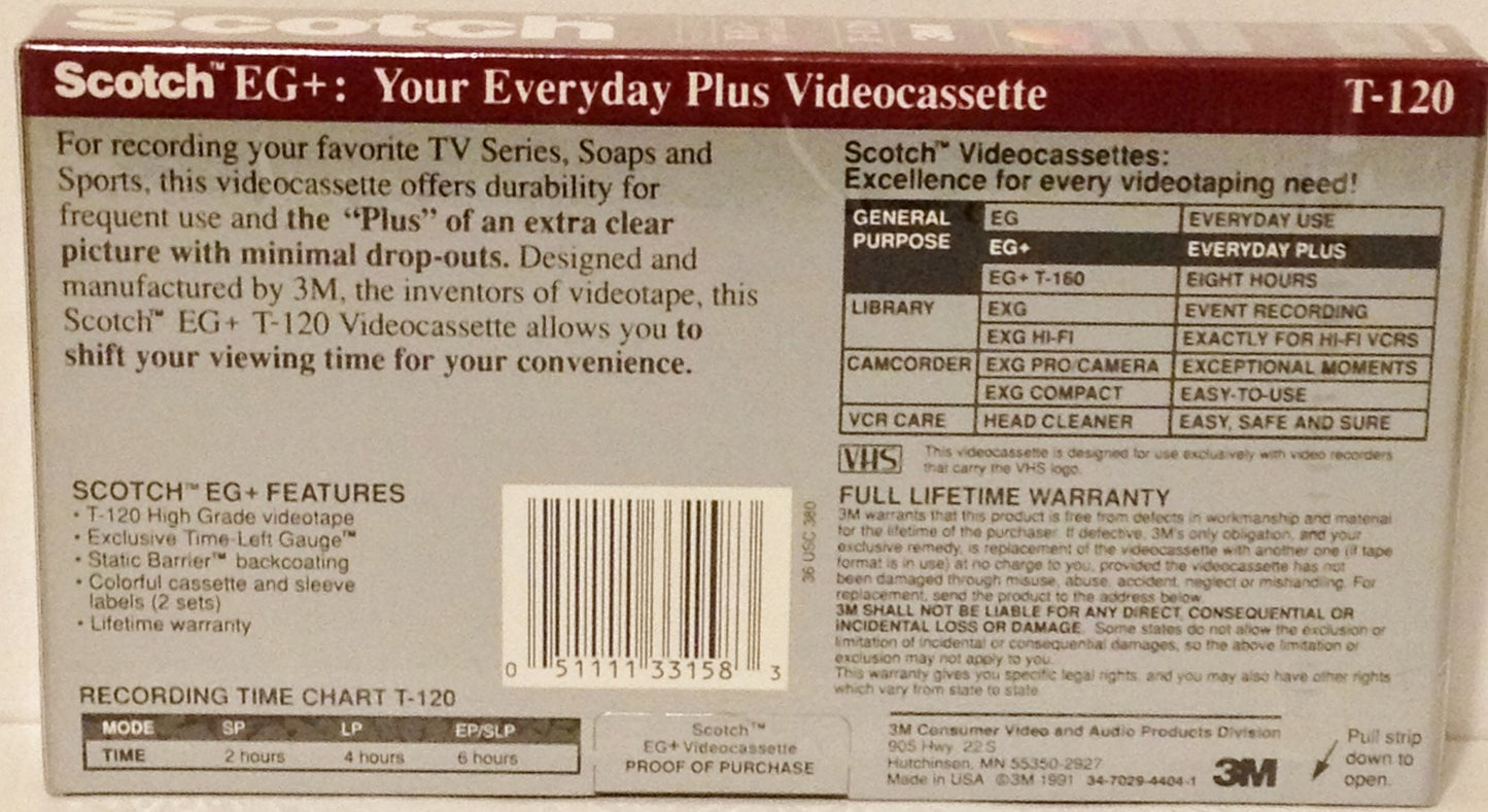 Scotch EG+ High Grade T-120 Recording Tape