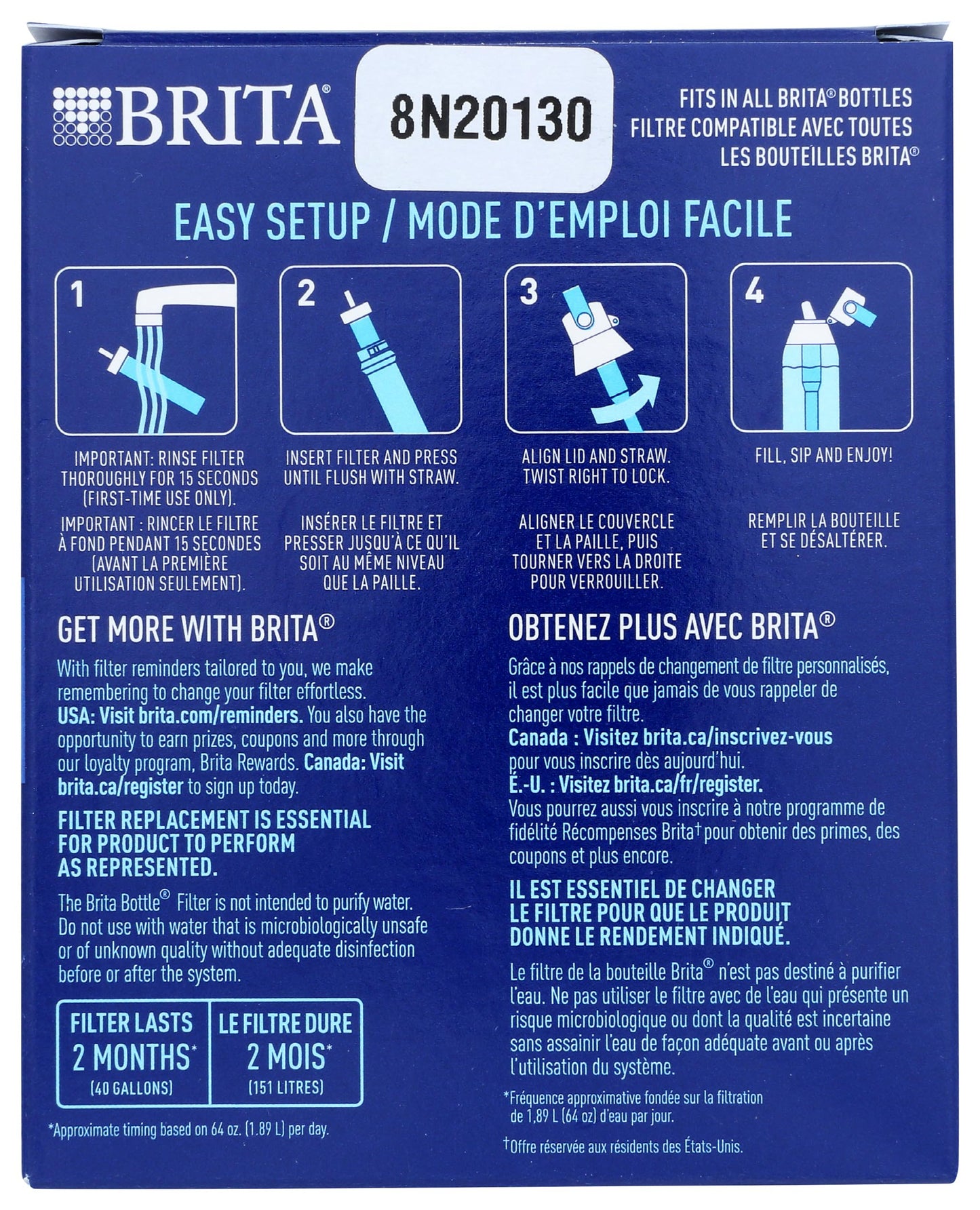 Brita Water Bottle Replacement Water Filter, Compatible with All Brita Filtered Water Bottles (3 Pack)