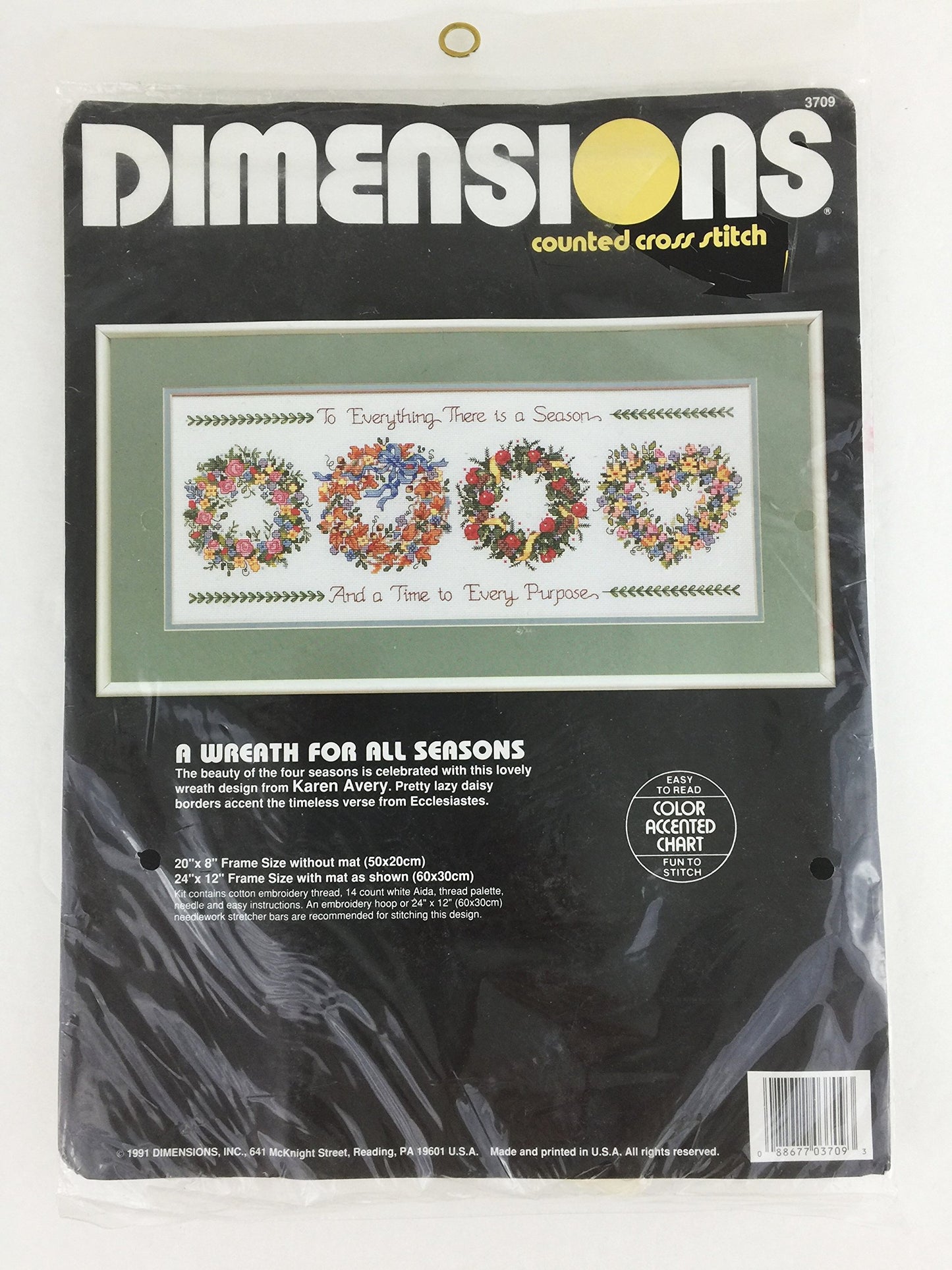 Dimensions A Wreath For All Seasons 3709 Counted Cross Stitch Kit 14 count 20 x 8