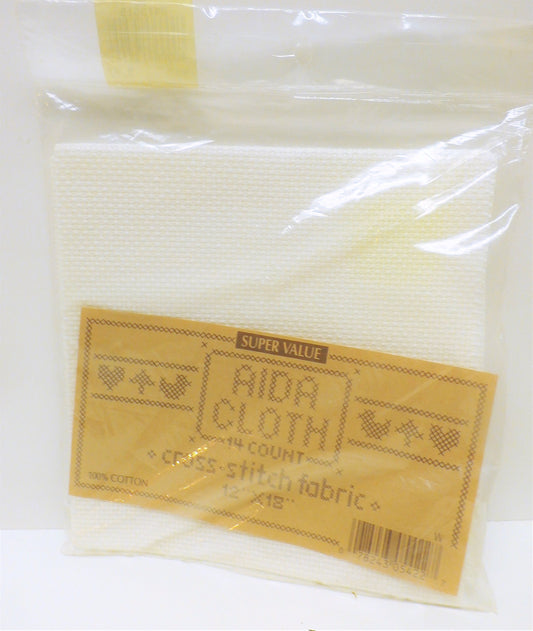 AIDA CLOTH (14 Count) Cross Stitch Fabric (1 PC, 12" x 18", 100% Cotton, WHITE)