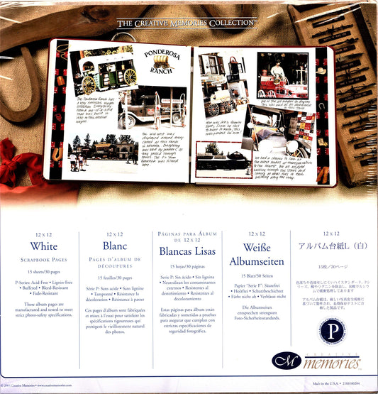 The Creative Memories Collection White Scrapbook Refill Pages 12" X 12" (2004 Discontinued ORIGINAL SIZE)
