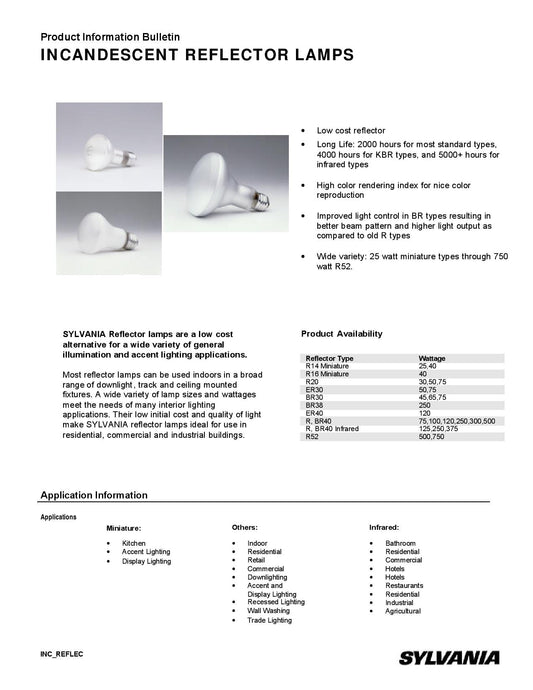 Sylvania 15101 130 Volt 75 W 580 lm Elliptical Reflector Flood Medium Base ER30 Incandescent Lamp