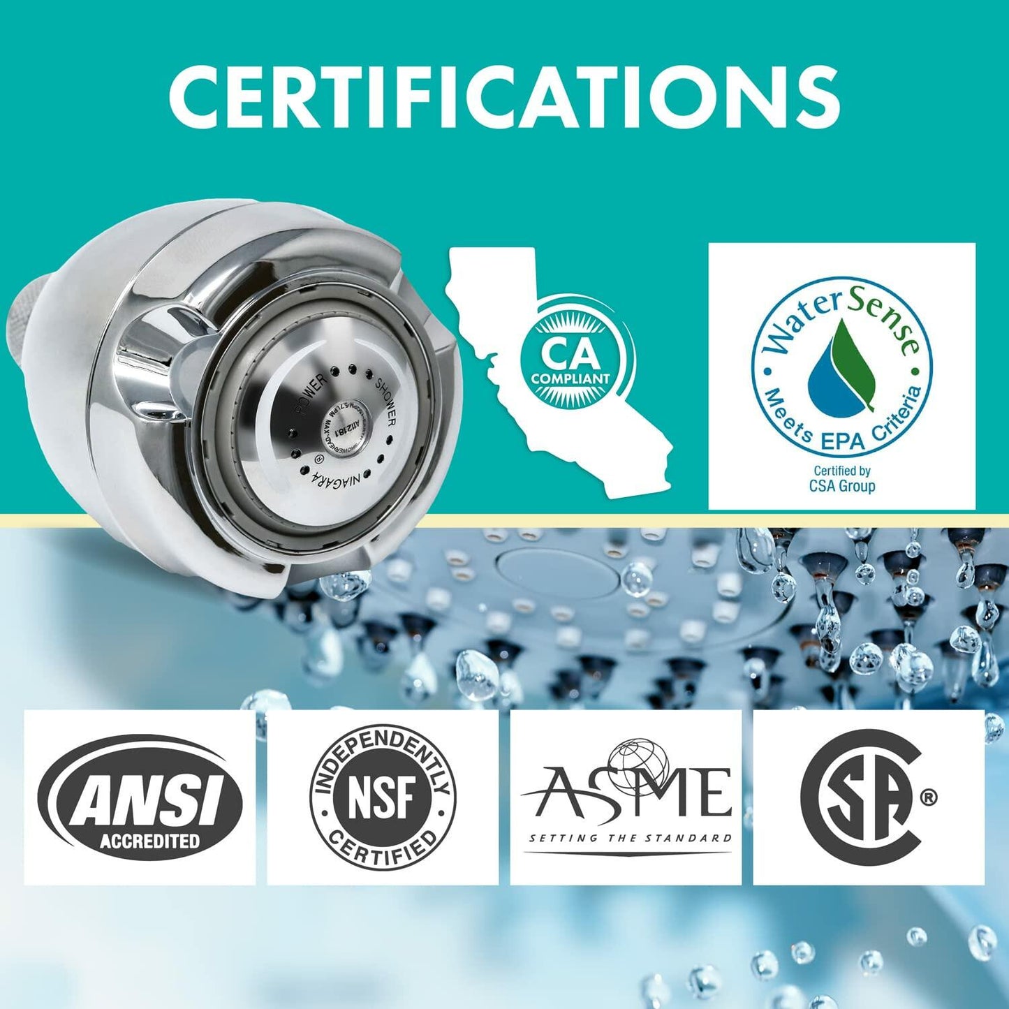 Niagara Conservation Earth Spa 3-Spray with 1.25 GPM 2.7-in. Wall Mount Adjustable Fixed Shower Head - Chrome