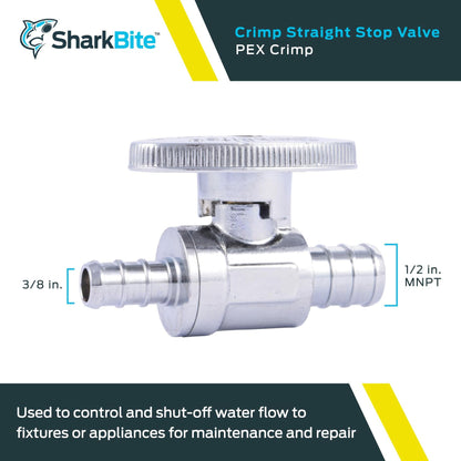 SharkBite 1/2 in. PEX Barb X 3/8 in. Brass Stop Valve