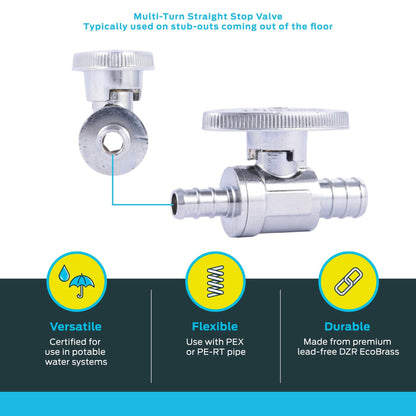 SharkBite 1/2 in. PEX Barb X 3/8 in. Brass Stop Valve