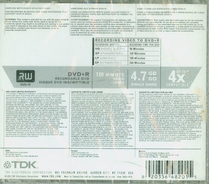 TDK Systems DVD+R 4.7GB 4X 1PK (DVD+R47CBX)