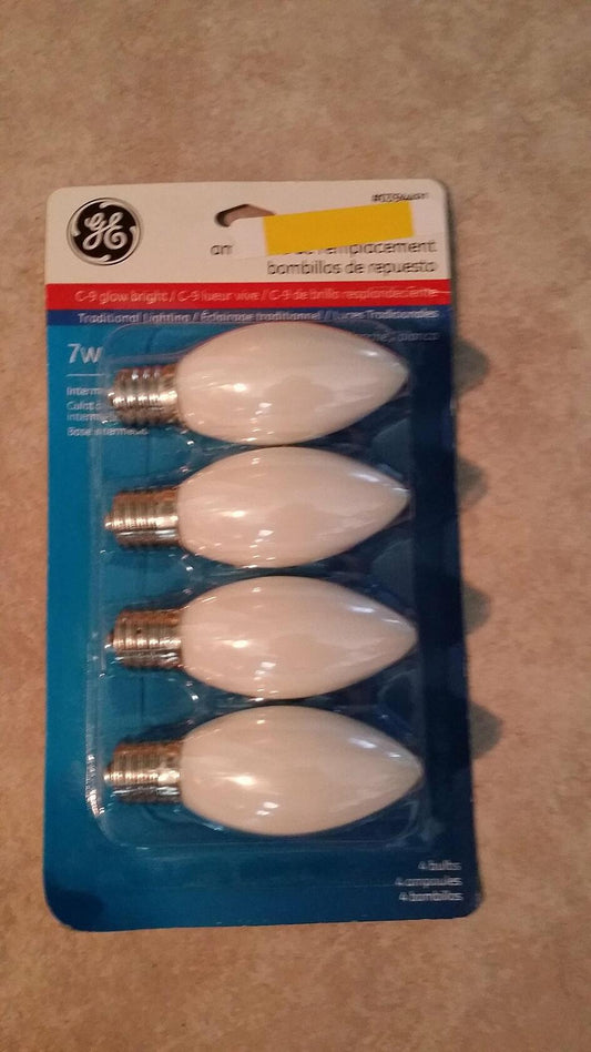 GE C-9 Cool Bright White Replacement Bulbs 4 Pack