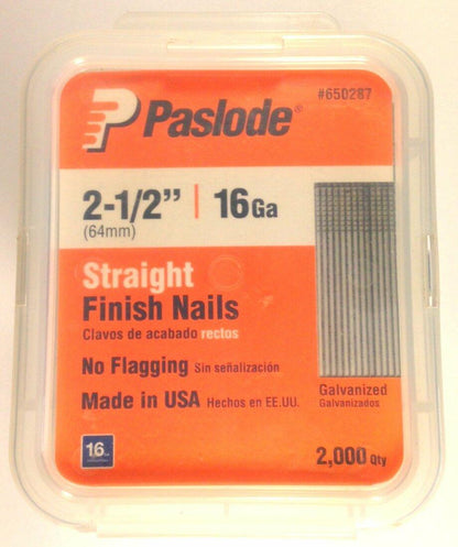 Paslode, 650287, Finish Nail, 16 ga, 2-1/2 In, PK2000