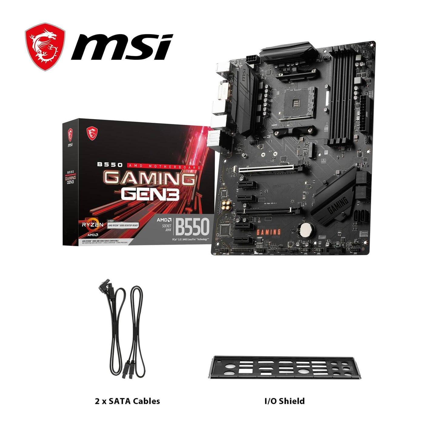 MSI B550 Gaming GEN3 AM4 ATX MB 4xDDR4 6xPCIE 1xM.1 HDMI 1 DVI RAID LAN 6xSATAIII 2xUSB3.2 2xUSB2.0