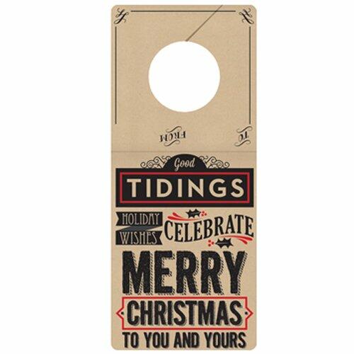 The Gift Wrap Company 4 Count Holiday Bottle Neck Tags, Tidings of Cheer, Black/Tan