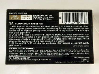 TDK SA 90 minute Super High Resolution Type II Audio Cassette Tape