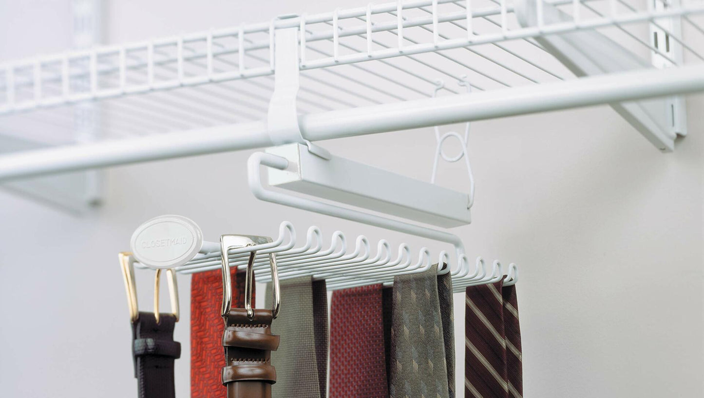 ClosetMaid 8060 Sliding Tie & Belt Rack for Wire Shelving, White