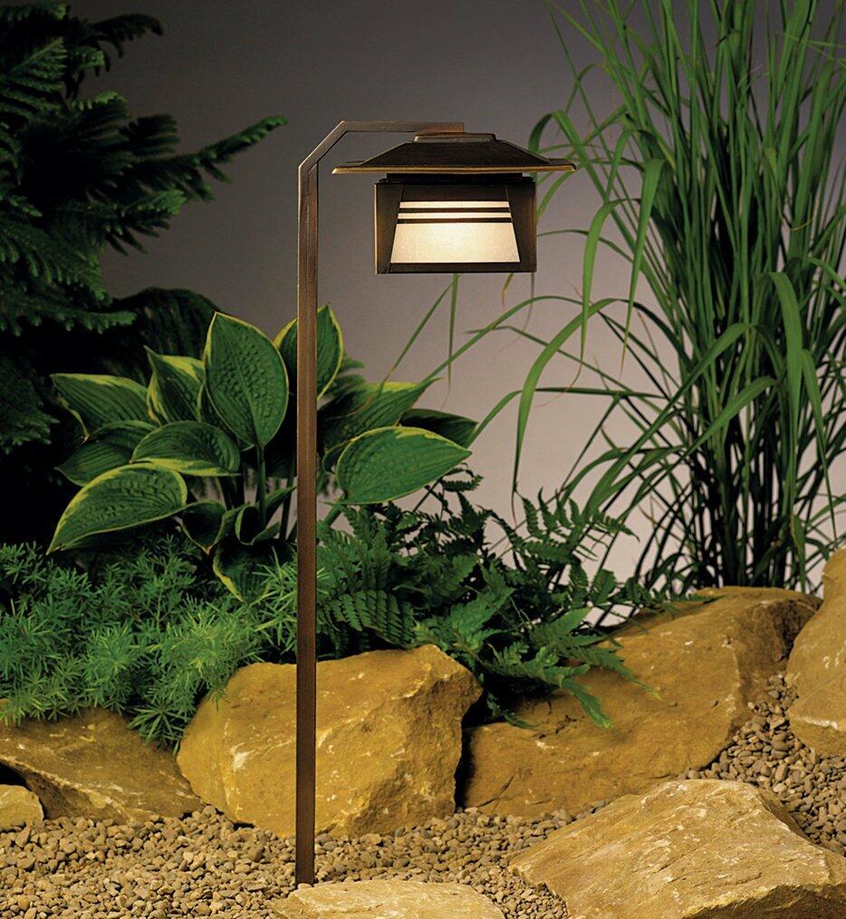 Kichler 15392OZ Zen Garden Bollard 1-Light 12V, Olde Bronze
