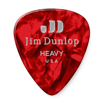 Dunlop Classic Celluloid Red Pearloid Guitar Picks, Heavy, 12 Pack