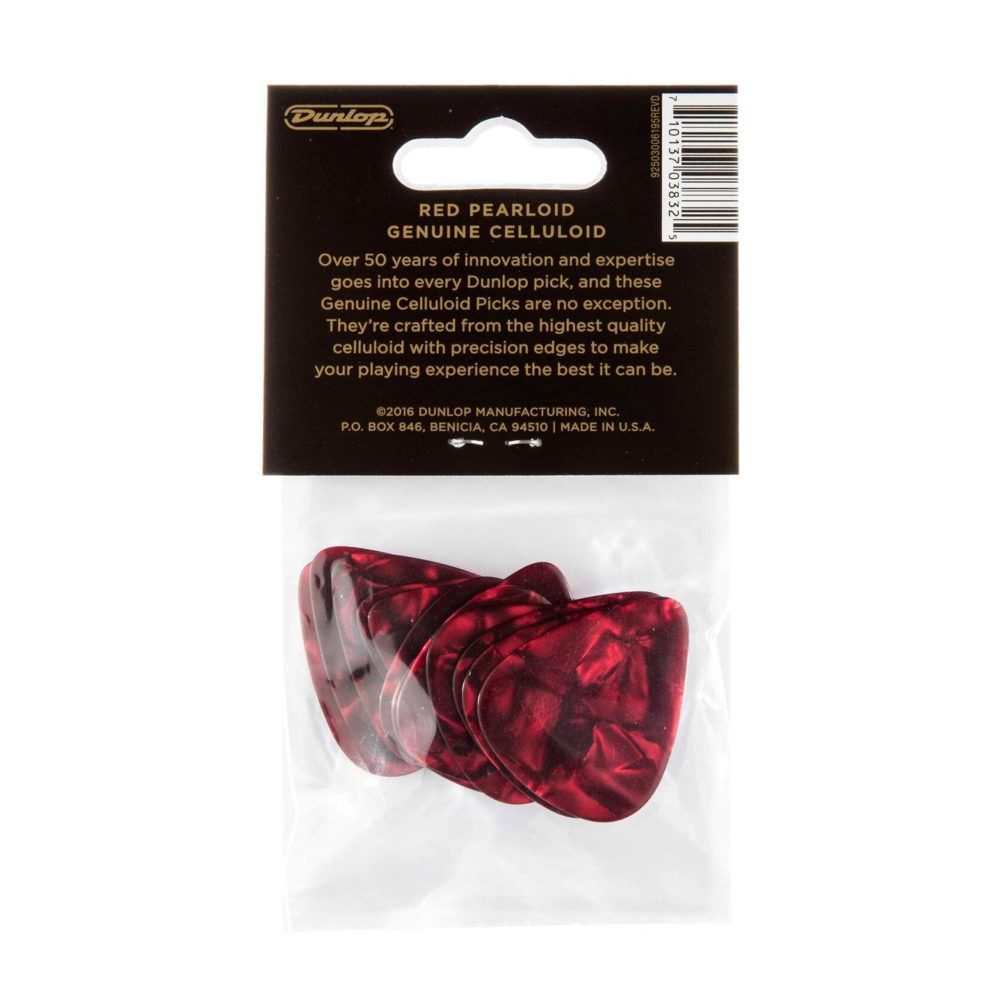 Dunlop Classic Celluloid Red Pearloid Guitar Picks, Heavy, 12 Pack