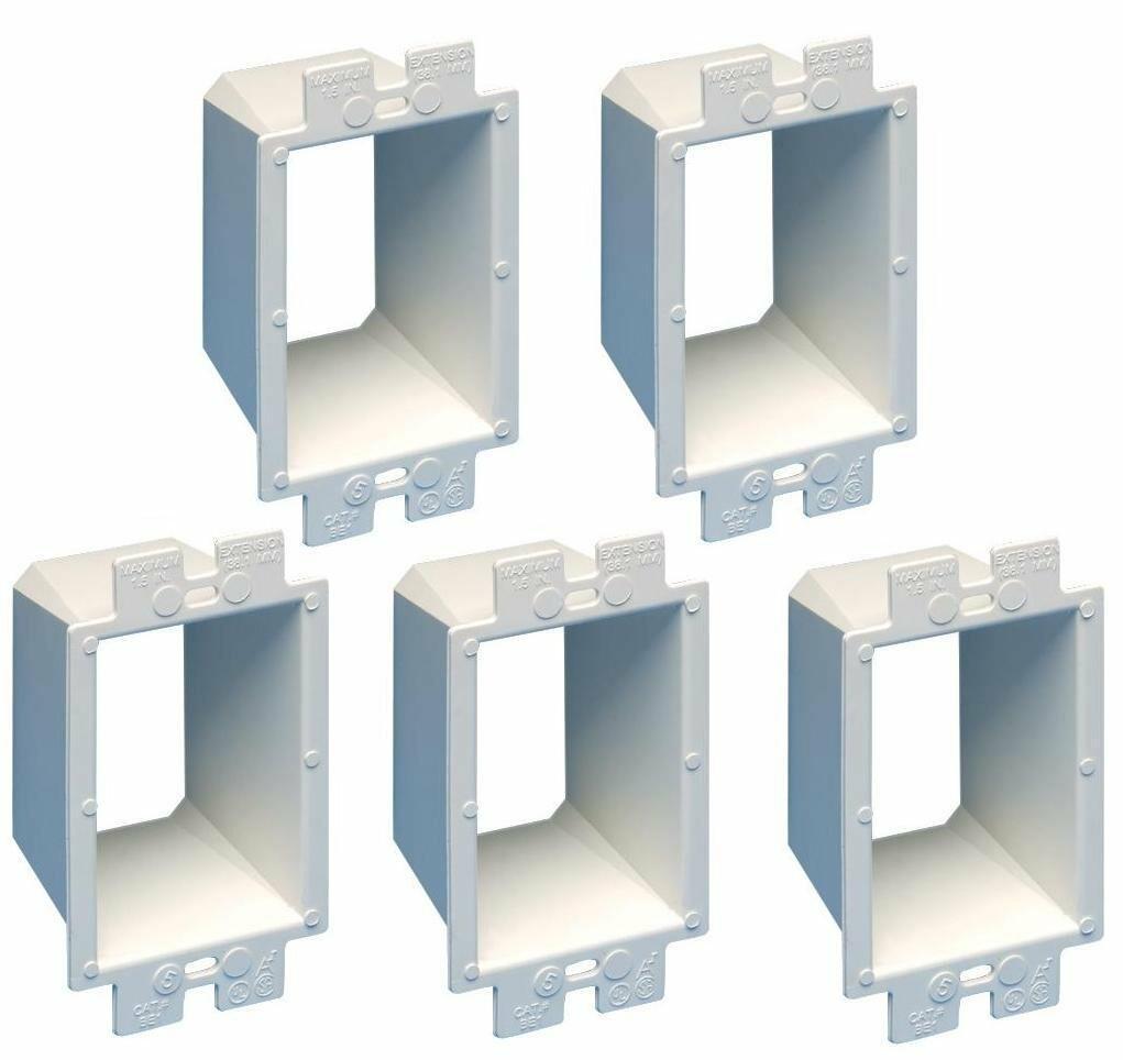 Arlington BE1-5 Electrical Outlet Box Extender, 1-Gang, White, 5-Pack