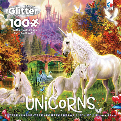 Ceaco - Unicorns Glitter - The Castle Unicorns- 100 Piece Jigsaw Puzzle