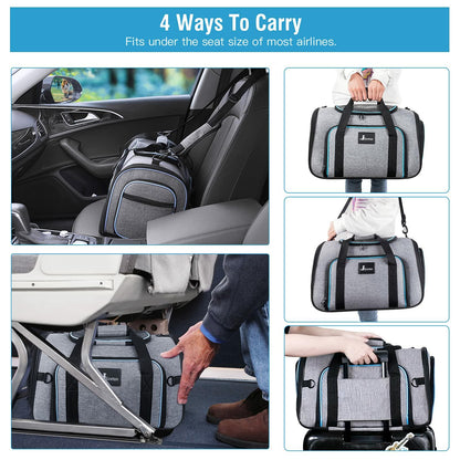 Siivton 4 Way Expandable Pet Carrier, Airline Approved Collapsible Cat Soft-Sided Carriers W/Removable Fleece Pad for Cats, Puppy, Small Dogs (18"x 11"x 11")