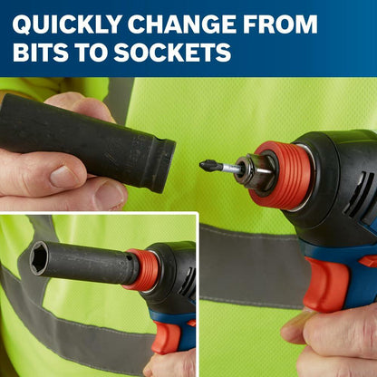 BOSCH GDX18V-1860CN 18V Connected-Ready Two-In-One 1/4 In. and 1/2 In. Bit/Socket Impact Driver/Wrench (Bare Tool), Black Blue