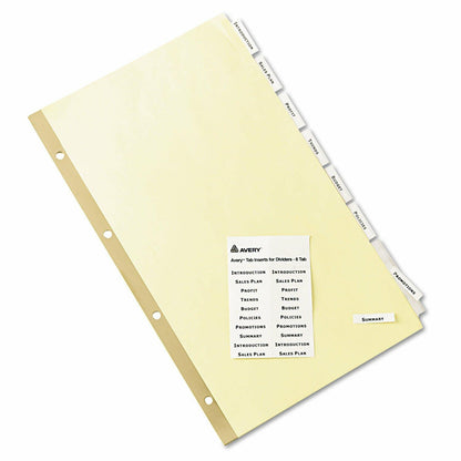Avery 11116 Insertable Standard Tab Dividers, 8-Tab, Legal,Buff