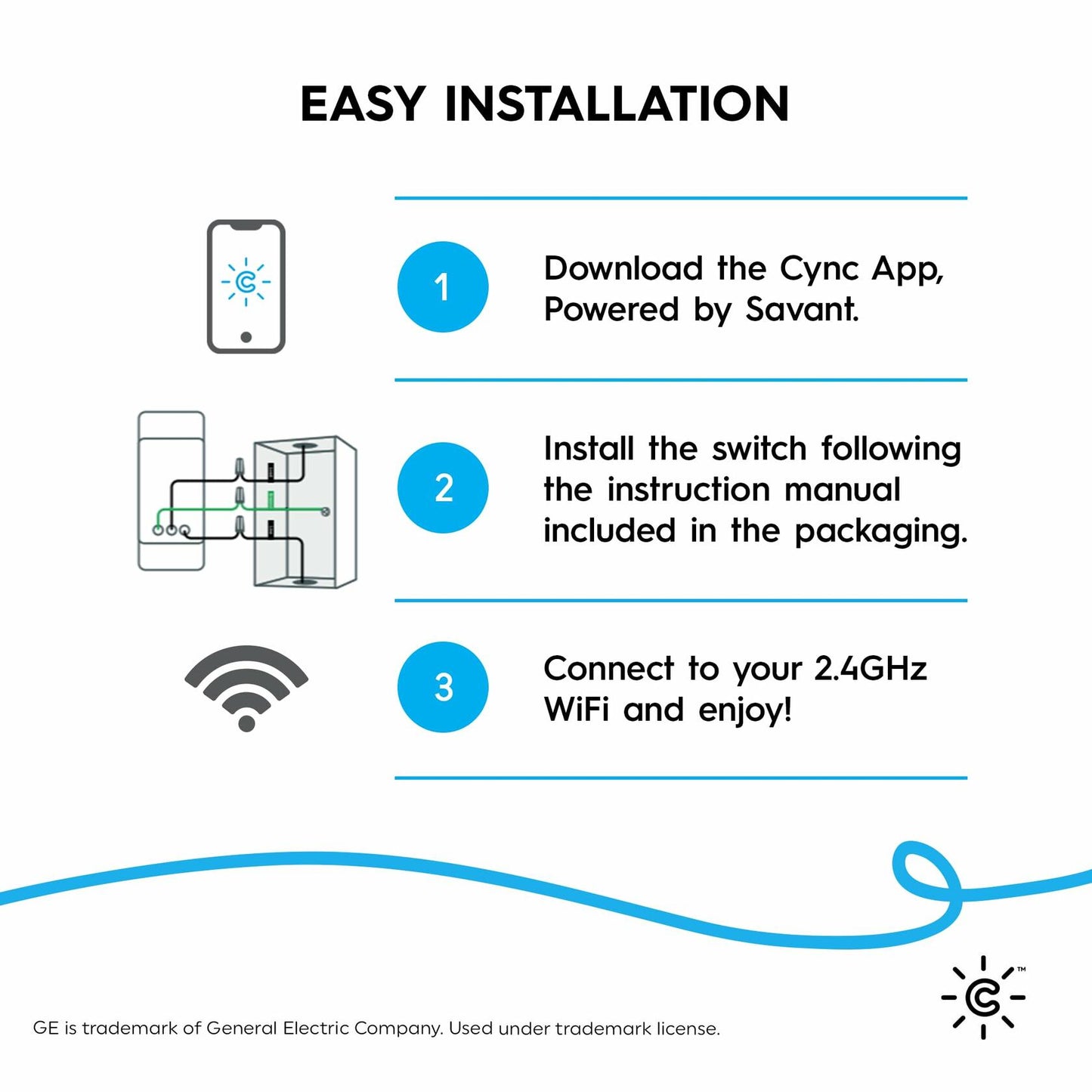 GE CYNC Smart Light Switch, Toggle Switch Style, No Neutral Wire Required, Bluetooth and 2.4 GHz WiFi 3-Wire Switch, Works with Amazon Alexa and Google Home, White (1 Pack)