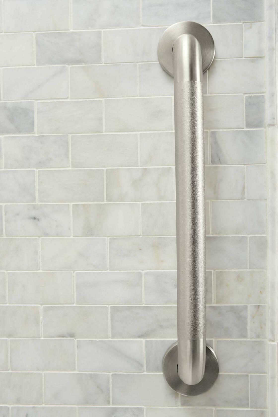 Moen LR8924P Home Care Safety 24-Inch Stainless Steel Bathroom Grab Bar with Textured Grip, Peened