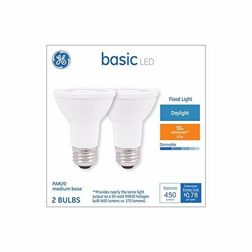GE Basic 2-Pack 50 W Equivalent Dimmable Daylight Par20 LED Light Fixture Light Bulbs