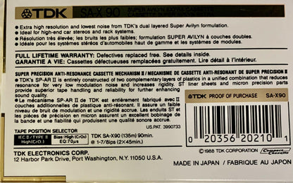 TDK SA-X 90 Minute Blank Cassette Tape