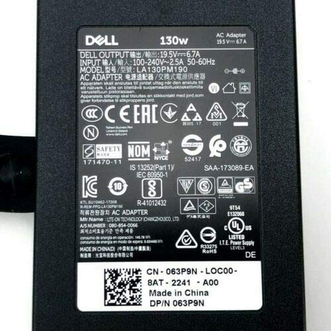 Dell 130-Watt 3-Prong AC Adapter with 6 ft Power Cord