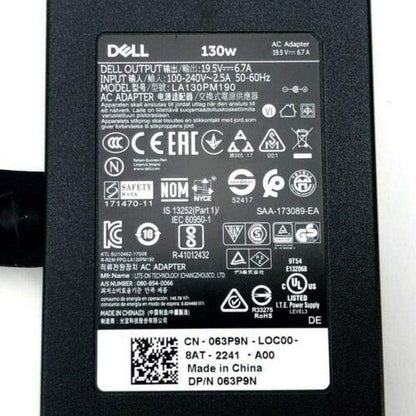 Dell 130-Watt 3-Prong AC Adapter with 6 ft Power Cord
