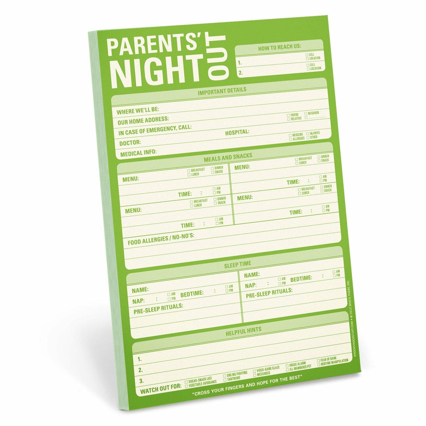 Knock Knock Parents Night Out, 6x9 Inches Checklist Note Pad (12250)