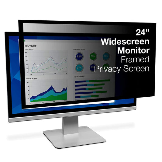 3M Framed Privacy Filter for 24" Diagonal Widescreen Monitor, Protects your confidential information, Black out side views (16:10) (PF240W1F)