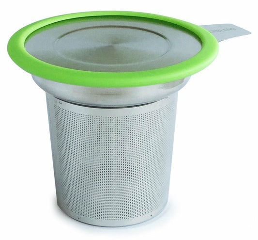 BetterBlend Tea Infuser Stainless Steel - Brew-in-Mug Tea Strainer for Loose Leaf Tea - Fine Tea Filter for Single Mug and Teapot with Silicone Rimmed Lid