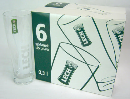 Lech 10 Oz (.3 L) Lech'10 Case of 6 Beer Glasses