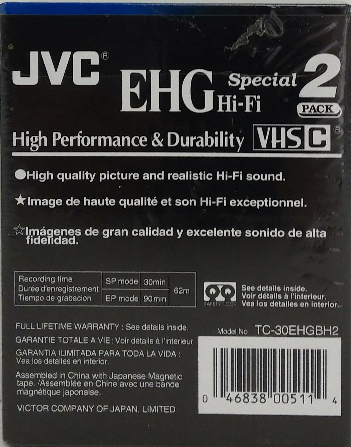 JVC 30-Minute VHS-C Camcorder Tapes (2 Pack) (TC30EHGBH2)