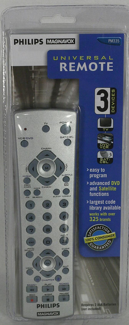 Philips Universal Replacement Remote - Controls 3 Devices- Big Buttons