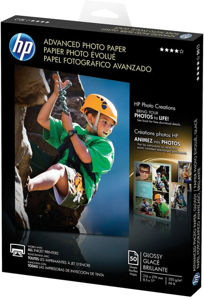 HP - Photo Paper, Glossy,66lb,10.5Mil,8-1/2quot;x11quot, 50SH/PK,WE, Sold as 1 Package, HEW Q7853A